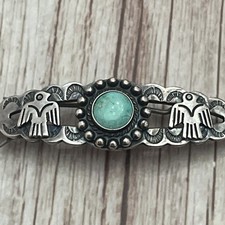 Early Native American Sterling Fred Harvey Turquoise Thunderbird Hair Barrette - Additional view 2