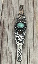 Early Native American Sterling Fred Harvey Turquoise Thunderbird Hair Barrette - Additional view 3