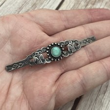 Early Native American Sterling Fred Harvey Turquoise Thunderbird Hair Barrette - Additional view 5