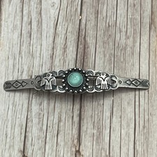 Early Native American Sterling Fred Harvey Turquoise Thunderbird Hair Barrette