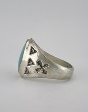 Vintage Fred Harvey Style Sterling Silver Fox Turquoise Stamped Arrow Ring - Additional view 6