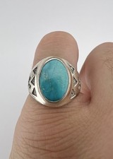 Vintage Fred Harvey Style Sterling Silver Fox Turquoise Stamped Arrow Ring - Additional view 7