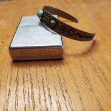 Vtg Fred Harvey Era Rare Brass Turquoise Glass Whirlin' Logs Navajo Old Pawn Wow - Additional view 4