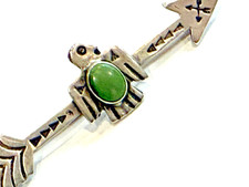THUNDERBIRD TURQUOISE FRED HARVEY ERA STERLING SILVER GOOD LUCK 2.5