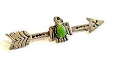 THUNDERBIRD TURQUOISE FRED HARVEY ERA STERLING SILVER GOOD LUCK 2.5