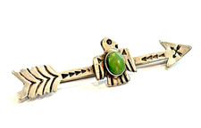 THUNDERBIRD TURQUOISE FRED HARVEY ERA STERLING SILVER GOOD LUCK 2.5