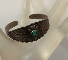 VTG Old Pawn Fred Harvey Era Sterling Silver Bracelet with Turquoise Bracelet - Additional view 2