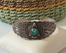 VTG Old Pawn Fred Harvey Era Sterling Silver Bracelet with Turquoise Bracelet