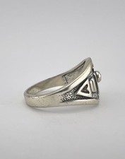 Vtg Fred Harvey Style Sterling Silver Turquoise Thunderbird Stamped Band Ring - Additional view 5