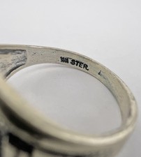 Vtg Fred Harvey Style Sterling Silver Turquoise Thunderbird Stamped Band Ring - Additional view 8