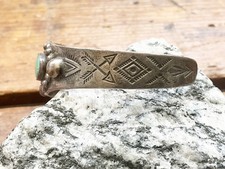 Vintage Old Pawn Fred Harvey Era Navajo Turquoise Sterling Silver Cuff Bracelet - Additional view 2