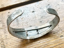 Vintage Old Pawn Fred Harvey Era Navajo Turquoise Sterling Silver Cuff Bracelet - Additional view 4