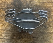 Vintage 1930-60s Southwestern Silver & Turquoise Cuff Bracelet - Fred Harvey Era - Additional view 4