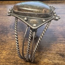 Vintage 1930-60s Southwestern Silver & Turquoise Cuff Bracelet - Fred Harvey Era - Additional view 6