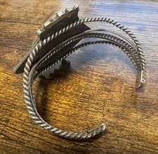 Vintage 1930-60s Southwestern Silver & Turquoise Cuff Bracelet - Fred Harvey Era - Additional view 8