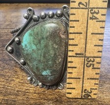 Vintage 1930-60s Southwestern Silver & Turquoise Cuff Bracelet - Fred Harvey Era - Additional view 9