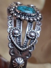 Fred Harvey Era Navajo Sterling Turquoise Heart ARROWHEAD Bracelet Size 6.5 In - Additional view 2