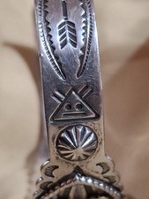 Fred Harvey Era Navajo Sterling Turquoise Heart ARROWHEAD Bracelet Size 6.5 In - Additional view 11