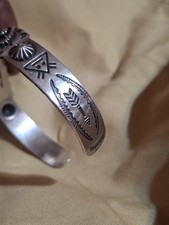 Fred Harvey Era Navajo Sterling Turquoise Heart ARROWHEAD Bracelet Size 6.5 In - Additional view 5