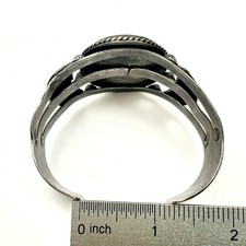 Vintage Harvey Era Native American Petrified Wood Sterling Silver Cuff Bracelet - Additional view 7