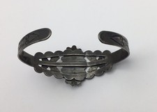 Fred Harvey Era CoinSilver Turquoise Native American Cuff Bracelet-signed-5-1/2” - Additional view 4