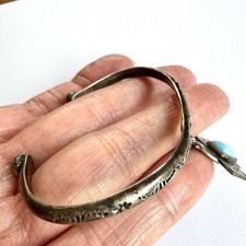 VTG Navajo Thunderbird Cuff Bracelet Turquoise Harvey Era Dangle Native Amer - Additional view 3