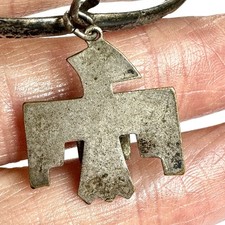 VTG Navajo Thunderbird Cuff Bracelet Turquoise Harvey Era Dangle Native Amer - Additional view 6