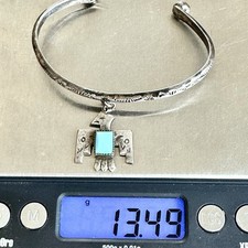 VTG Navajo Thunderbird Cuff Bracelet Turquoise Harvey Era Dangle Native Amer - Additional view 8