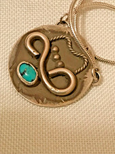 💥 Native Navajo Fred Harvey Sterling Silver Turquoise Pendant By Joleen Yazzie - Additional view 16
