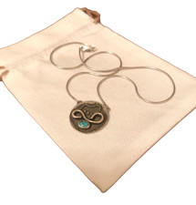 💥 Native Navajo Fred Harvey Sterling Silver Turquoise Pendant By Joleen Yazzie