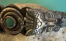 Fred Harvey VTG Navajo Silver Turquoise Thunderbird Snake Cuff Bracelet - Additional view 6