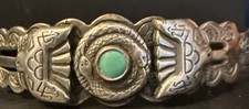 Fred Harvey VTG Navajo Silver Turquoise Thunderbird Snake Cuff Bracelet