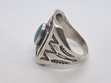 Vintage Bell Trading Post Sterling Turquoise Thunderbird Ring Fred Harvey Size 9 - Additional view 5