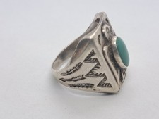 Vintage Bell Trading Post Sterling Turquoise Thunderbird Ring Fred Harvey Size 9 - Additional view 10