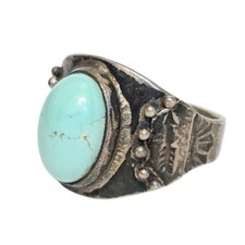 Vintage Fred Harvey Era Persian Turquoise High Dome Ring - Additional view 1