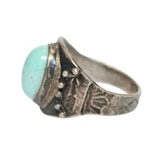 Vintage Fred Harvey Era Persian Turquoise High Dome Ring - Additional view 2