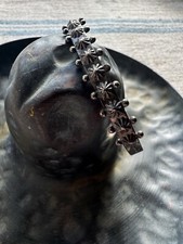 1940s Vintage Sterling Silver 925 Navajo Fred Harvey Repousse Stamped Cuff - Additional view 3