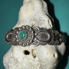 Fred Harvey VTG Navajo Silver Turquoise Horse Shoe Cuff Bracelet Unmarked - Additional view 2