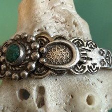 Fred Harvey VTG Navajo Silver Turquoise Horse Shoe Cuff Bracelet Unmarked - Additional view 3