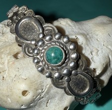 Fred Harvey VTG Navajo Silver Turquoise Horse Shoe Cuff Bracelet Unmarked