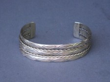 Fred Harvey Era Native American Sterling 925 Stamped Rope Design Cuff Bracelet - Additional view 1