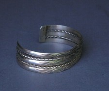 Fred Harvey Era Native American Sterling 925 Stamped Rope Design Cuff Bracelet - Additional view 5