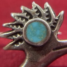 Vintage Fred Harvey Era Turquoise & Silver Roadrunner Pin Brooch - Additional view 2