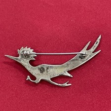 Vintage Fred Harvey Era Turquoise & Silver Roadrunner Pin Brooch - Additional view 4