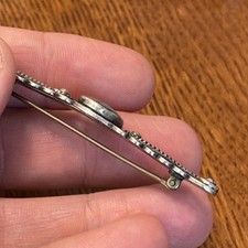 Navajo Hand Stamped Brooch Sterling Turquoise Vintage 2.5 Fred Harvey Era Old J7 - Additional view 5