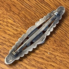 Navajo Hand Stamped Brooch Sterling Turquoise Vintage 2.5 Fred Harvey Era Old J7 - Additional view 8