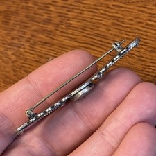 Navajo Hand Stamped Brooch Sterling Turquoise Vintage 2.5 Fred Harvey Era Old J7 - Additional view 9