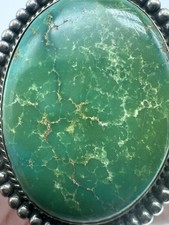 NATIVE AMERICAN NAVAJO TURQUOISE & STERLING FRED HARVEY ERA CUFF 63GRMS - Additional view 1