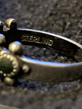 Vintage Fred Harvey Era Sterling Silver Green Turquoise Snake Eye Ring - Additional view 1