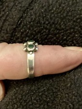 Vintage Fred Harvey Era Sterling Silver Green Turquoise Snake Eye Ring - Additional view 2